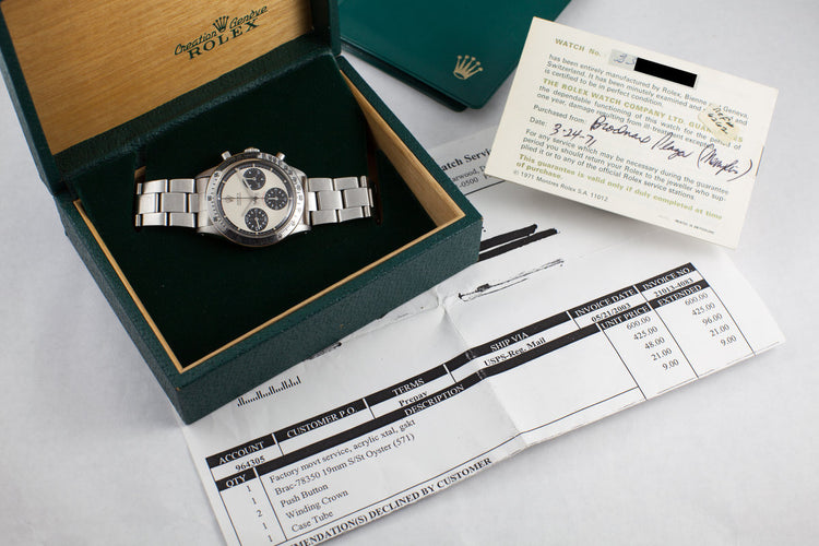 1970 Rolex Daytona 6262 with White Paul Newman Dial and Papers