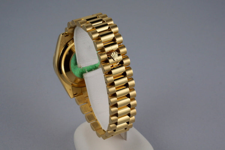 2002 Rolex YG Day-Date 118208 M-O-P Roman Dial with Box and Papers