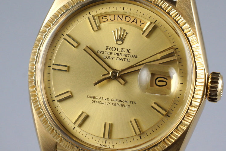 1969 Rolex YG Bark Day-Date 1807 Champagne ‘Wide Boy’ Dial