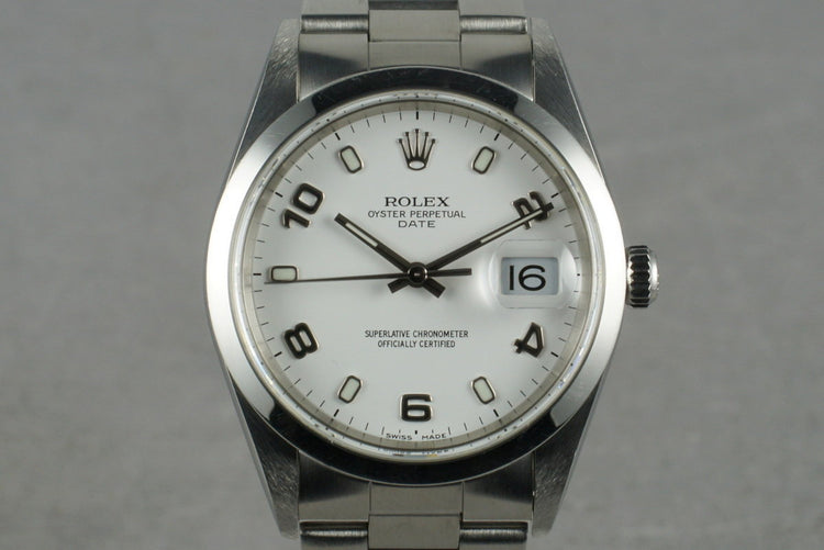 2000 Rolex White Arabic Dial Date 15200 With Box & Papers