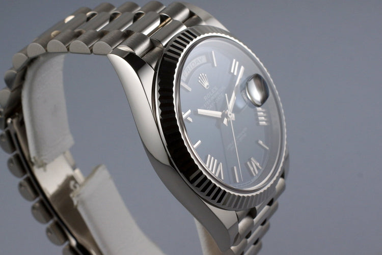 2015 Rolex WG Day-Date 228239 Blue Roman Dial with Box and Papers