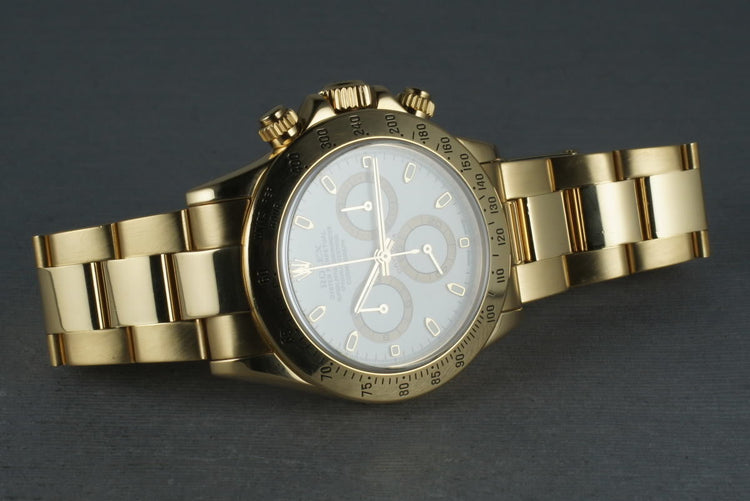 Rolex 18K Daytona 116528 with White Dial and Box and Papers
