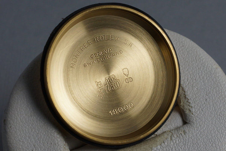 1985 Rolex YG Bark Day Date 18078 Champagne Dial with Box and Papers