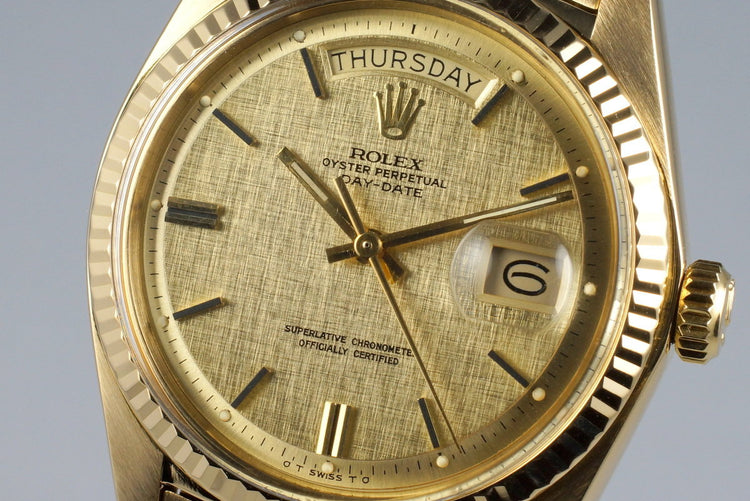 1972 Rolex YG Day-Date 1803 Champagne Linen Sigma Dial