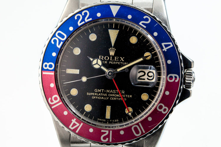 1965 Rolex GMT 1675 Black Gilt Dial
