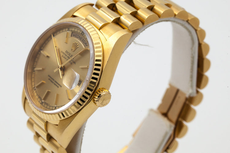 1991 Rolex YG Day-Date 18238 with Box and Papers
