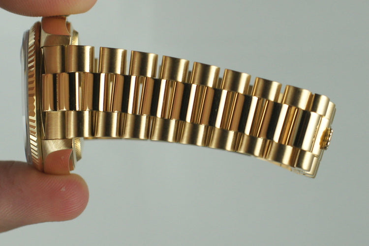 1982 Rolex YG Day Date 18038 with Black Tapestry Dial