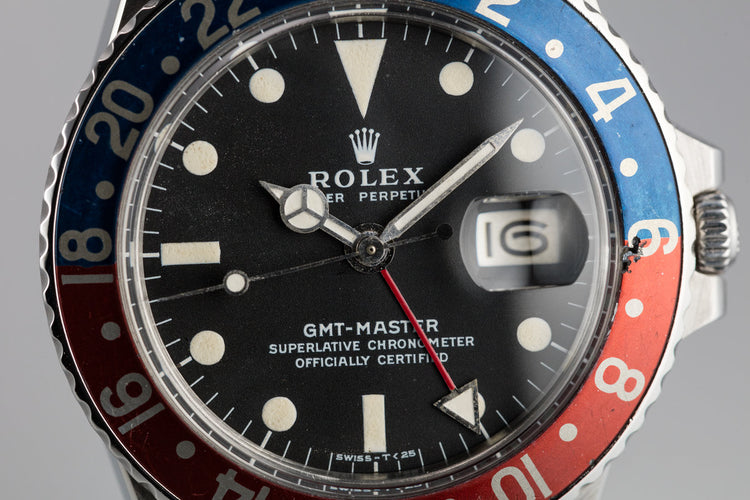 1971 Rolex GMT-Master 1675 Fat Font "Pepsi" Insert