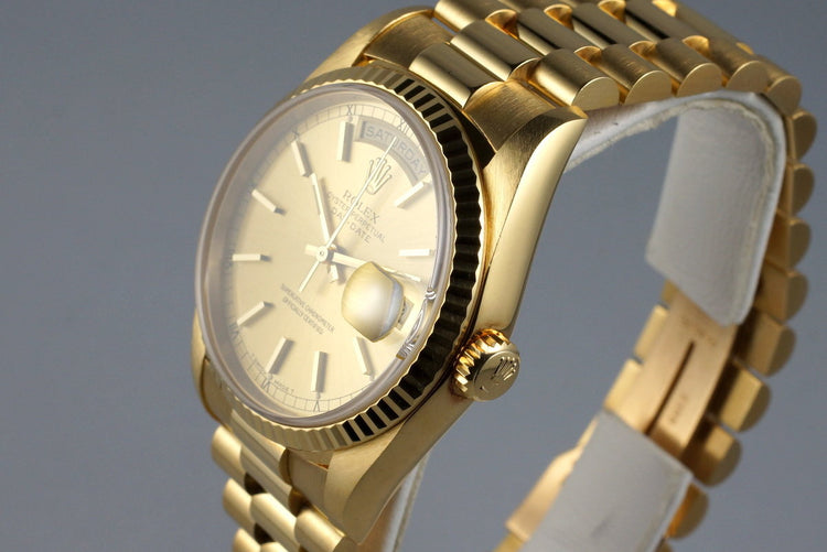 1991 Rolex YG Day-Date 18238 Champagne Dial with Box and Papers
