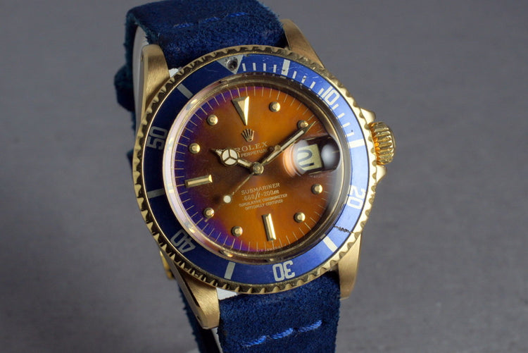 1975 Rolex 18K Yellow Gold Submariner 1680 with Tropical Blue Dial