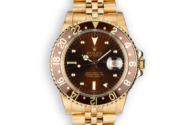1984 Rolex 18K YG GMT-Master 16758 with Root Beer Nipple Dial