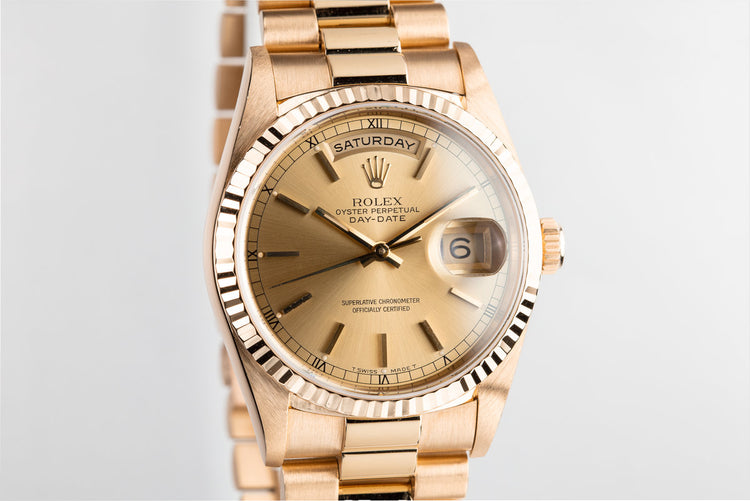 1995 Rolex 18K Day-Date 18238 with Service Papers