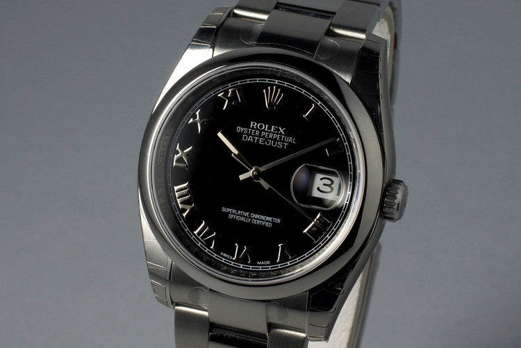 2015 Rolex Datejust 116200 Black Roman Numeral Dial MINT
