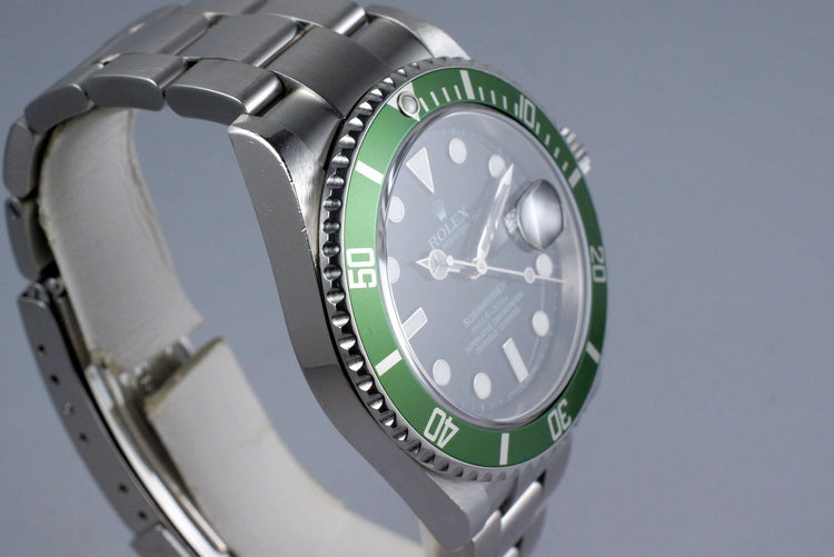 2006 Rolex Green Submariner 16610V with Box and Papers
