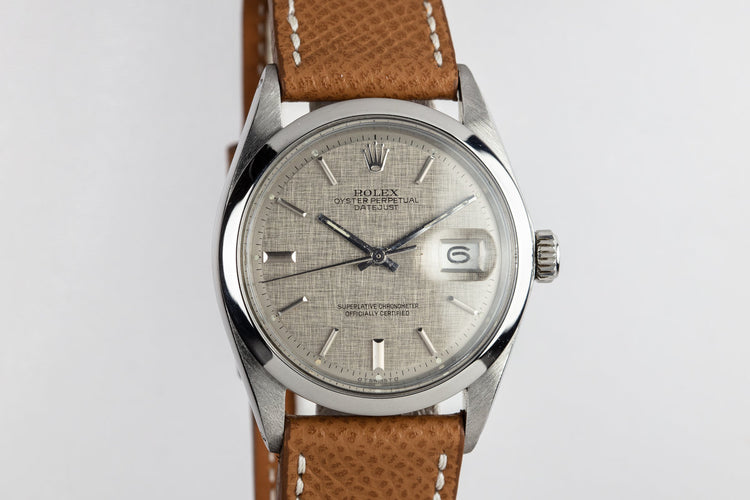 1971 Rolex DateJust 1600 Smooth Bezel with Grey Linen Sigma Dial