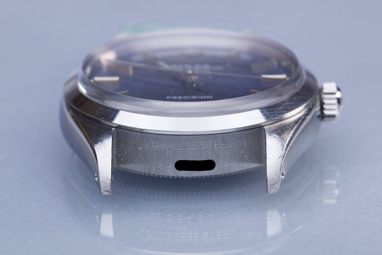 1987 Rolex Air-King 5500 Blue Stick Dial & Creamy Lume Plots with Box, Papers, Booklets, & Service Card