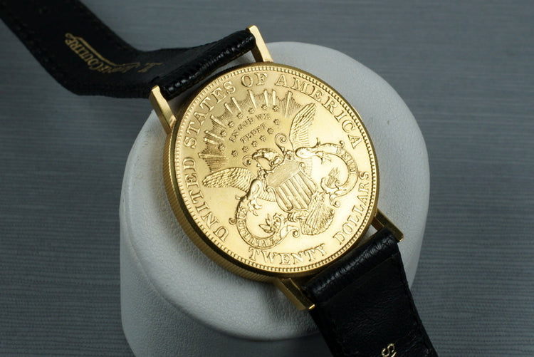 1980’s Jaeger LeCoultre 18K 20 Dollar Gold Coin Watch with Box