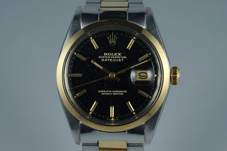 1971 Rolex Two Tone DateJust 1600 Glossy Gilt Black Dial