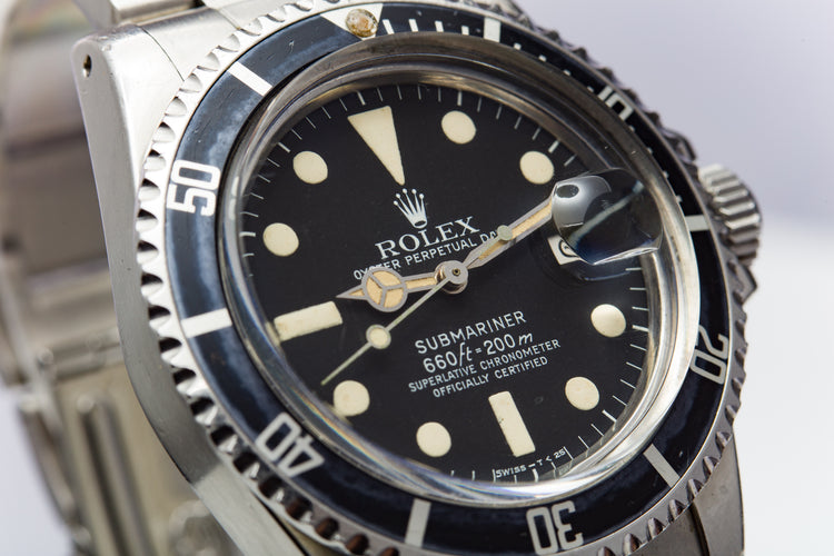 1978 Vintage Rolex Submariner 1680 with Creamy Tritium Lume and Service Papers
