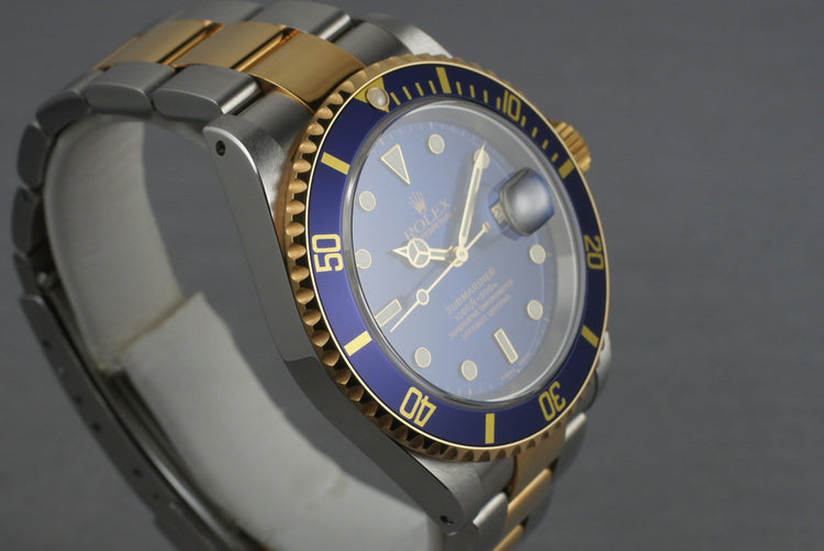 2000 Two Tone Blue Submariner 16613 with Box and Papers