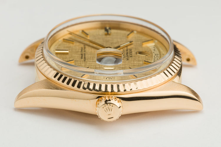 1971 18K YG Vintage Rolex Day-Date 1803 with Champagne Linen Dial