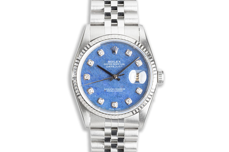 1996 Rolex Datejust 16234 Blue Sodalite Diamond Dial