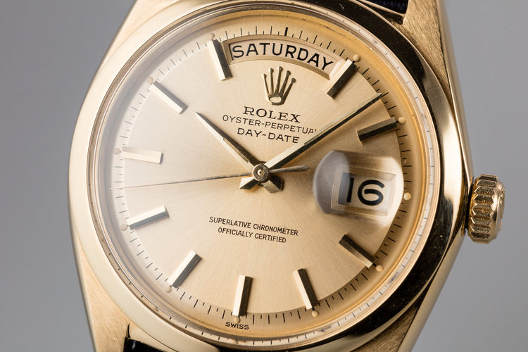 1963 Rolex 18K YG Day-Date 1802 SWISS Only Champagne Dial with 2019 Service Papers