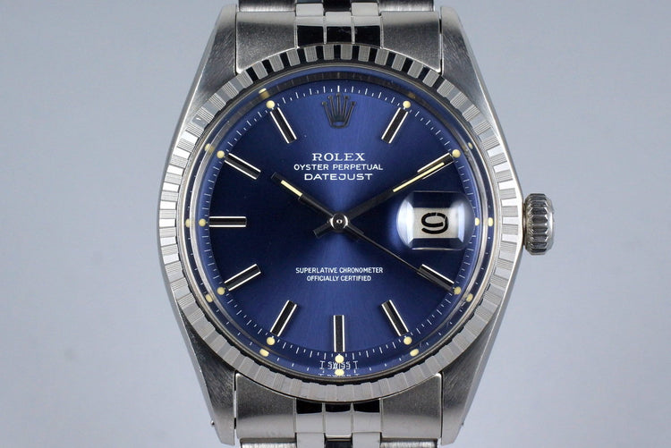 1972 Rolex DateJust 1603 Blue Dial with Box and Papers