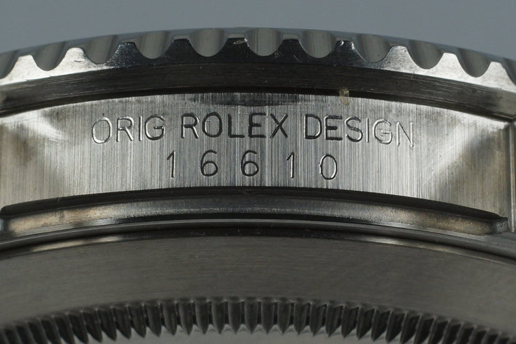1990 Rolex Submariner 16610 with Rolex Service Card