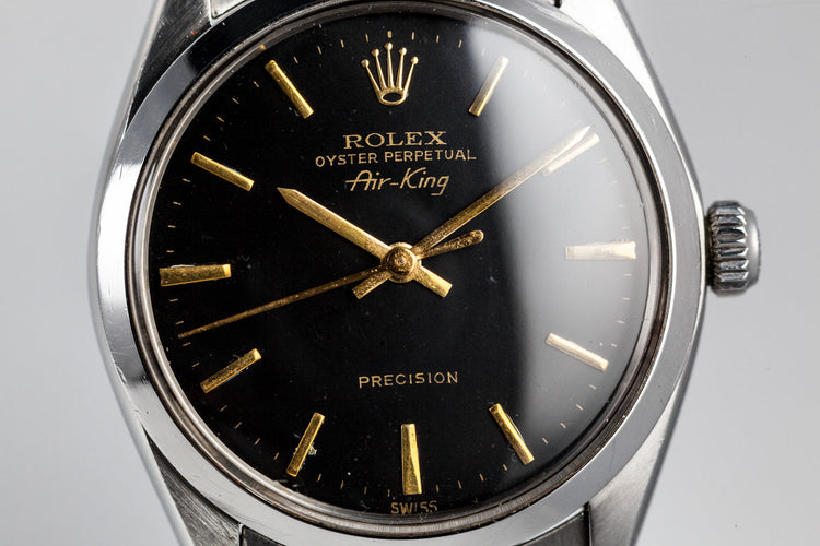 1960 Rolex Air-King 5500 with Swiss Only No Lume Black Dial