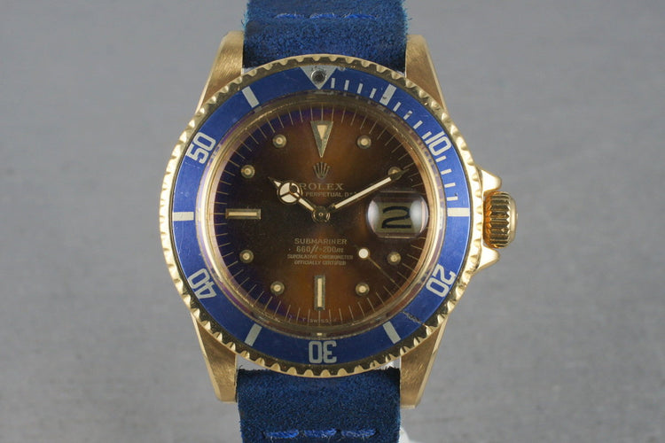 1975 Rolex 18K Yellow Gold Submariner 1680 with Tropical Blue Dial