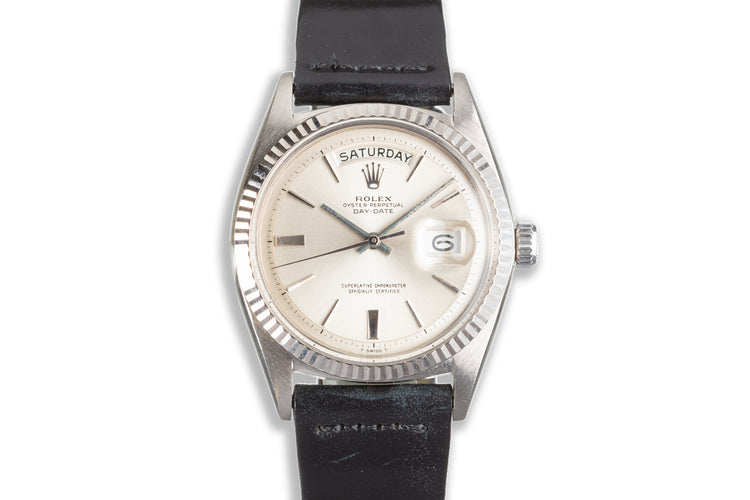 1965 Vintage Rolex 18K WG Day-Date 1803 Silver Door Stop No Lume Dial