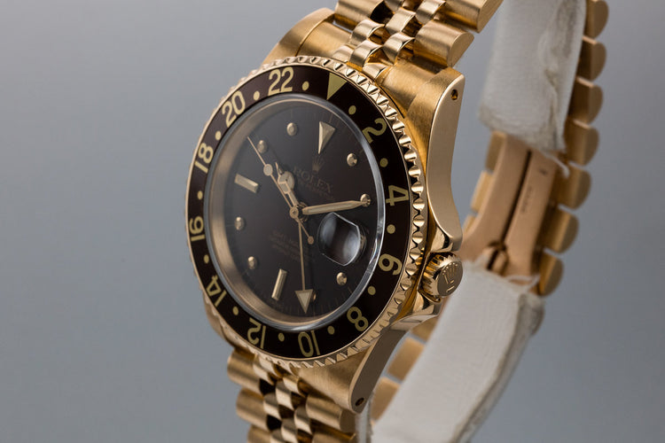 1984 Rolex 18K YG GMT-Master 16758 with Root Beer Nipple Dial
