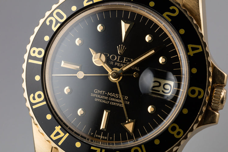 1979 Rolex 18K YG GMT-Master 1675 Black Nipple Dial with Box and Papers