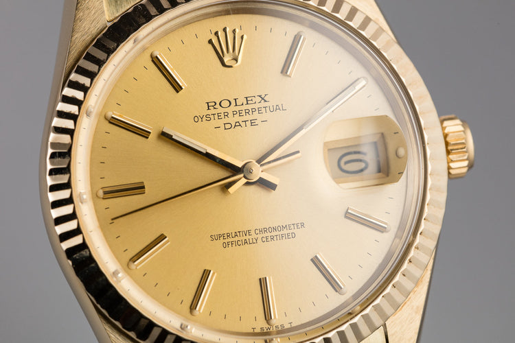 1981 Rolex 14K YG Date 15037 with Champagne Dial