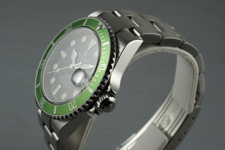 2005 Rolex Green Submariner 16610V with Box and Papers