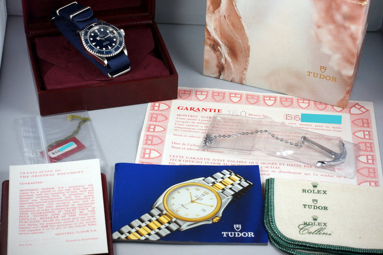 1995 Tudor Blue Submariner 79190 with Box and Papers