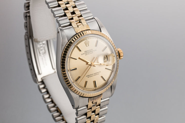 1972 Rolex Two-Tone DateJust 1601 Champagne Sigma Dial with Box and Papers