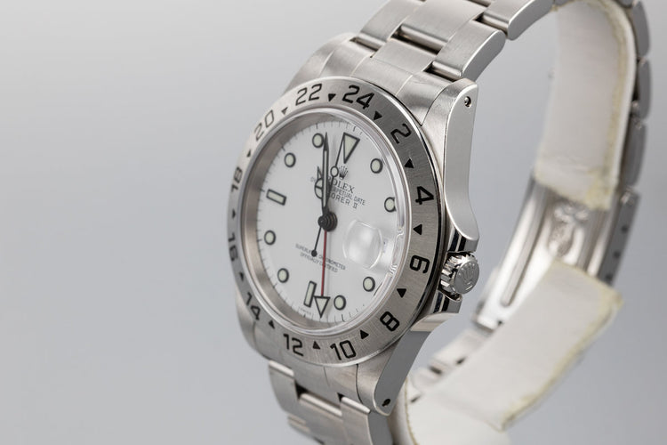 1999 Rolex Explorer II 16570 White Swiss Only Dial with Box and Papers