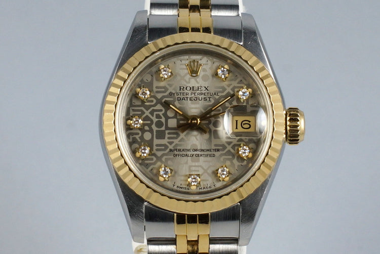 1987 Rolex Ladies Two Tone DateJust 69173 Factory Diamond Dial with Box and Papers