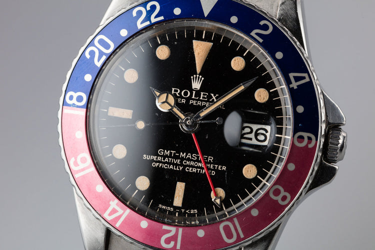 1963 Rolex GMT-Master 1675 Pointed Crown Guard Case with Gilt Dial