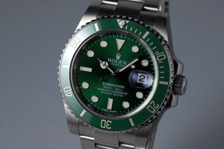 2016 Rolex Green Submariner 116610LV with Box and Papers MINT