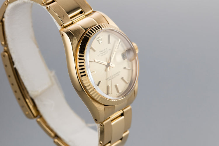1979 Rolex 18K YG Midsize 31mm Datejust 6827