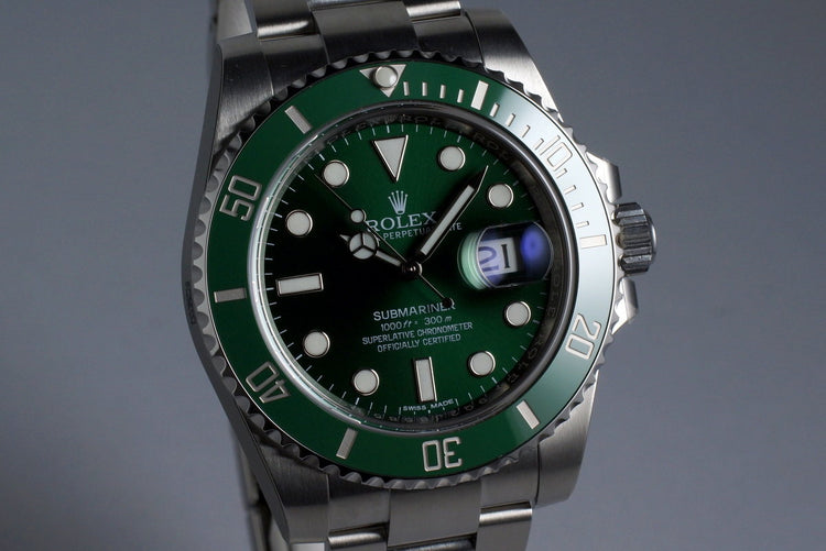 2016 Rolex Green Submariner 116610LV with Box and Papers MINT