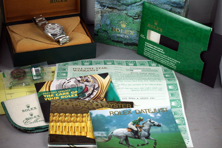 1997 Rolex DateJust 16200 White Roman Numeral Dial with Box Papers