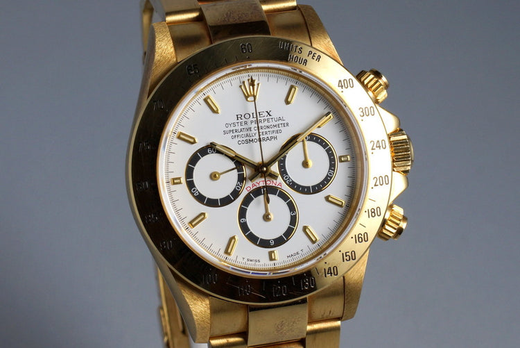 1991 Rolex YG Zenith Daytona 16528 White Dial