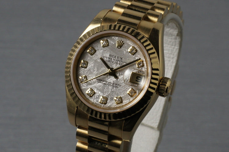2003 Rolex Ladies DateJust 179178 w/ Meteorite Diamond Dial Box Papers
