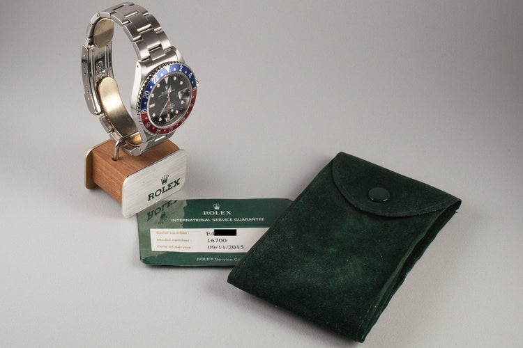1991 Rolex GMT-Master 16700 "Pepsi" with Service Papers and Pouch