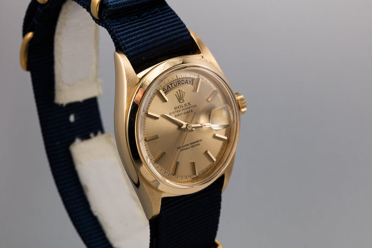 1963 Rolex 18K YG Day-Date 1802 SWISS Only Champagne Dial with 2019 Service Papers