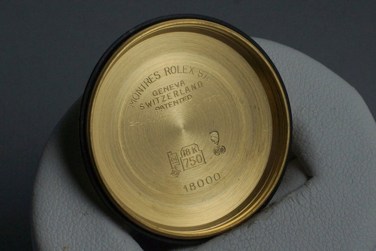 1979 Rolex YG Bark Day Date 18078 Factory Diamond Vignette Dial with Box and Papers